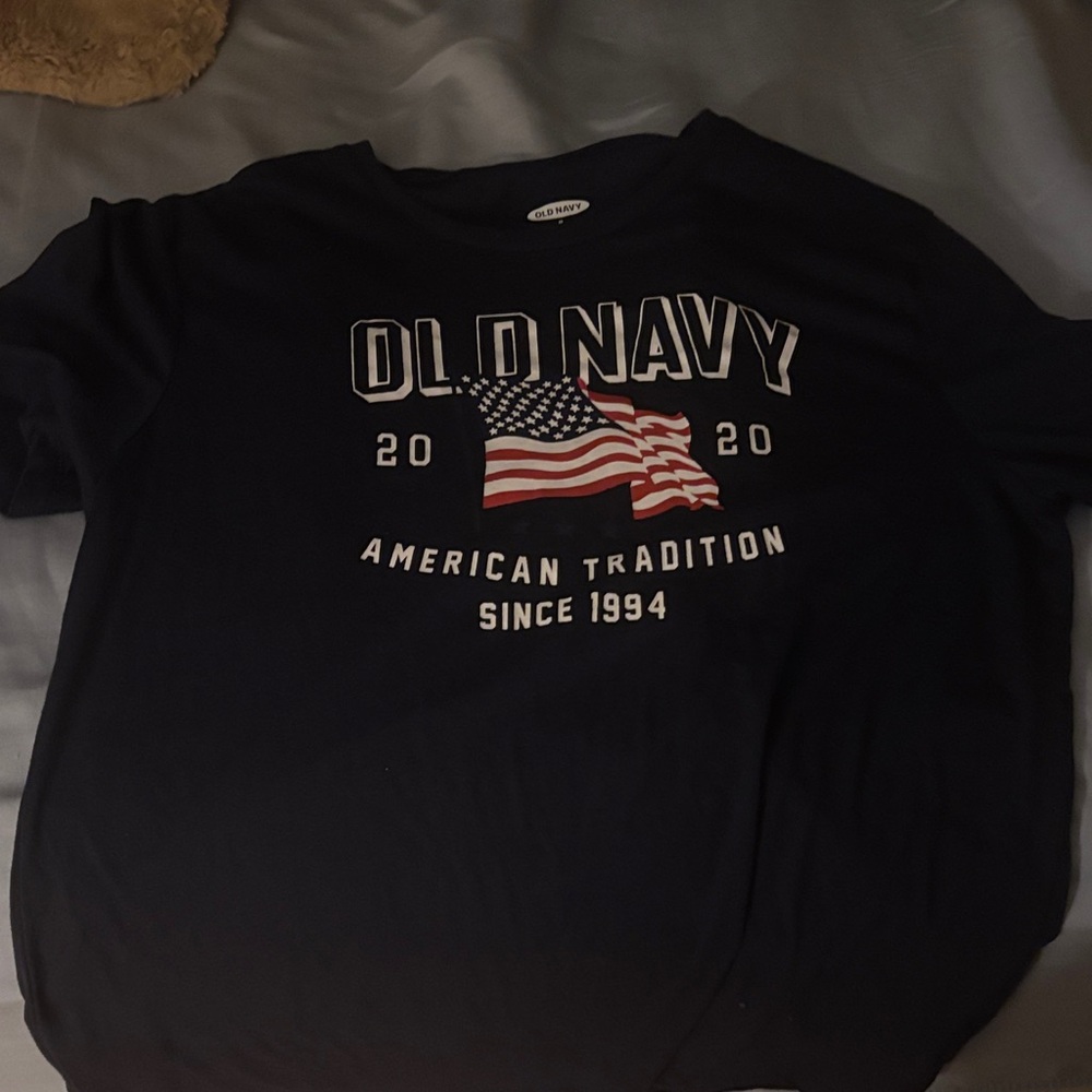 Old Navy Navy Blue Graphic Tee with Flag